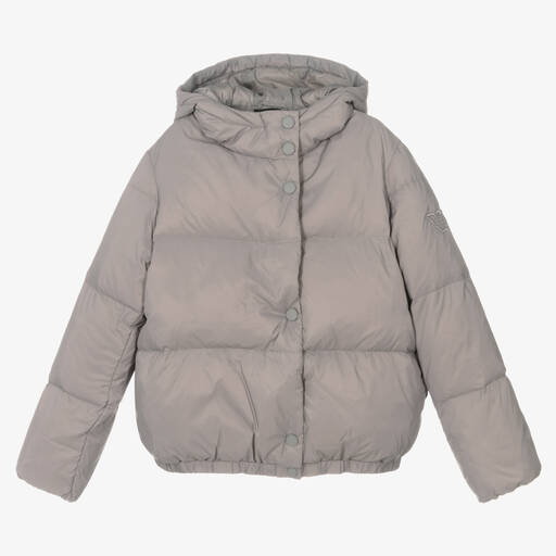 Emporio Armani-Teen Girls Grey Puffer Jacket | Childrensalon Outlet
