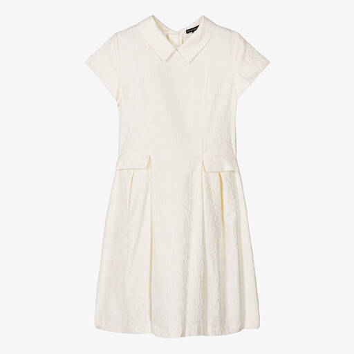 Emporio Armani-Teen Girls Ivory Jacquard Monogram Dress | Childrensalon Outlet