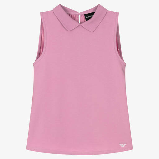 Emporio Armani-Teen Girls Lilac Pink Cotton Pleated Blouse | Childrensalon Outlet