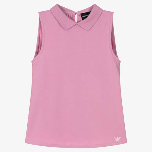 Emporio Armani-Сиреневая плиссированная блузка из хлопка | Childrensalon Outlet