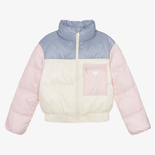 Emporio Armani-Teen Girls Pink & Blue Puffer Jacket | Childrensalon Outlet