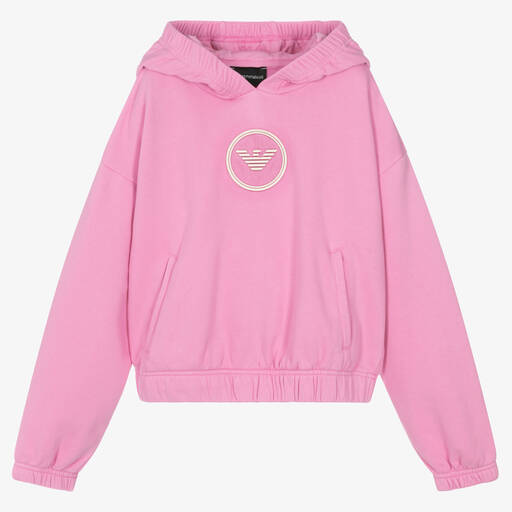 Emporio Armani-Teen Girls Pink Cotton Hoodie | Childrensalon Outlet