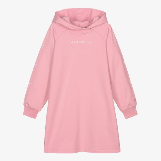 Emporio Armani-Robe-sweat à capuche rose Ado fille | Childrensalon Outlet