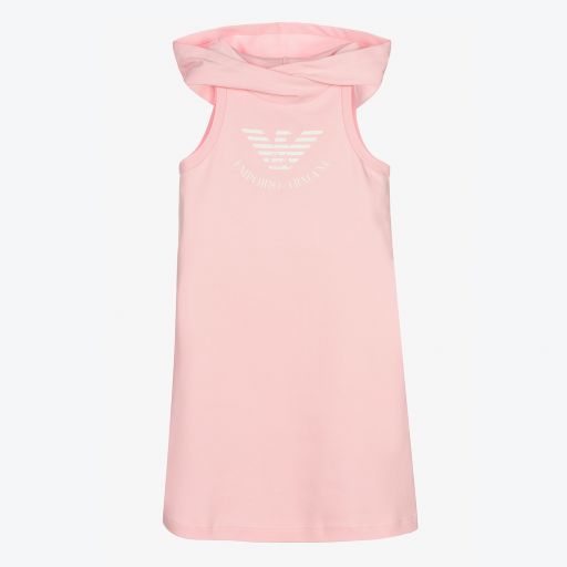 Emporio Armani-فستان هودي تينز بناتي قطن لون زهري | Childrensalon Outlet