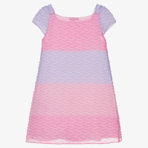 Emporio Armani-فستان قطن وأورغانزا لون زهري وبنفسجي | Childrensalon Outlet