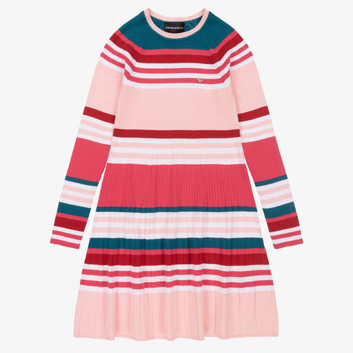 Emporio Armani-Teen Girls Pink & Red Knitted Dress | Childrensalon Outlet