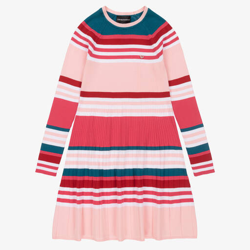 Emporio Armani-Robe rose et rouge en maille ado | Childrensalon Outlet