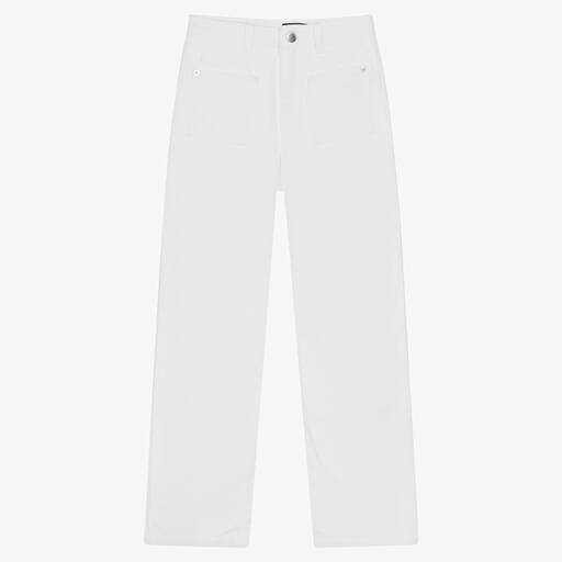 Emporio Armani-جينز تينز بناتي قطن دنيم لون أبيض | Childrensalon Outlet