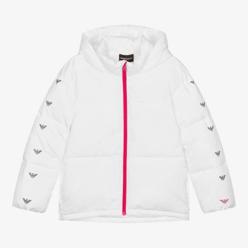 Emporio Armani-Teen Girls White Puffer Coat | Childrensalon Outlet