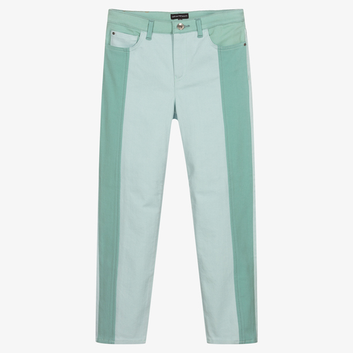 Emporio Armani-Teen Green Colour Block Jeans | Childrensalon Outlet