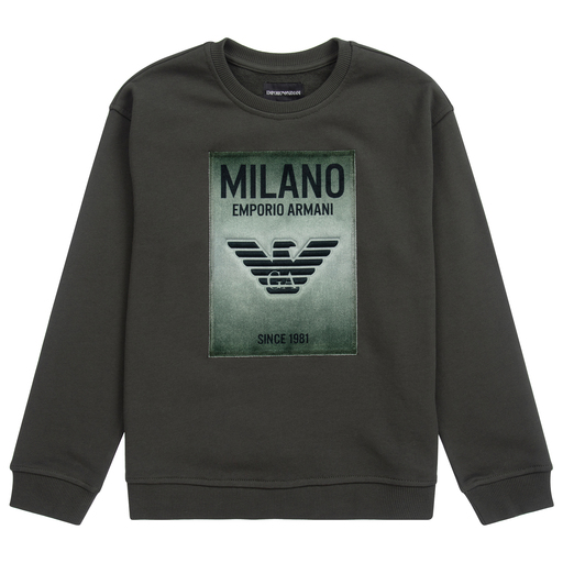 Emporio Armani-Teen Green Logo Sweatshirt  | Childrensalon Outlet