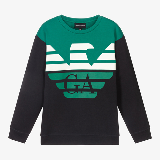 Emporio Armani-Teen Green Logo Sweatshirt | Childrensalon Outlet
