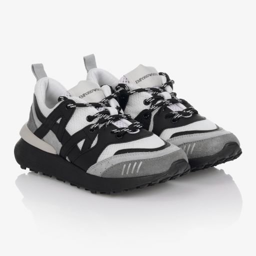 Emporio Armani-Teen Grey & Black Trainers | Childrensalon Outlet
