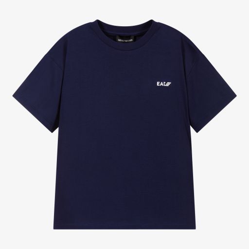 Emporio Armani-Teen Navy Blue Cotton T-Shirt | Childrensalon Outlet