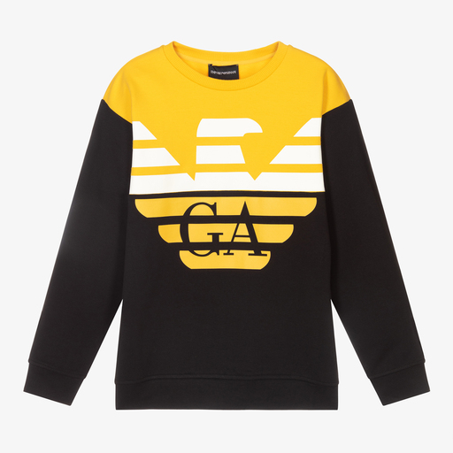 Emporio Armani-Teen Yellow Logo Sweatshirt | Childrensalon Outlet