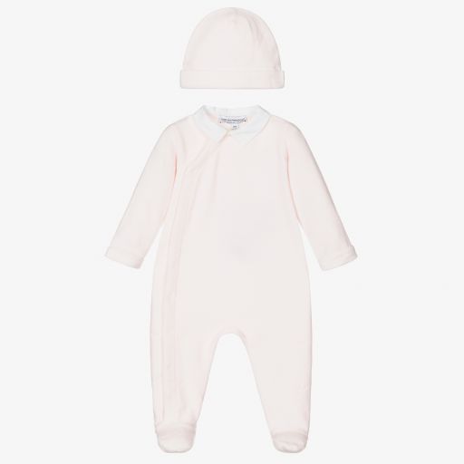Emporio Armani-Velour Babygrow & Hat Gift Set | Childrensalon Outlet