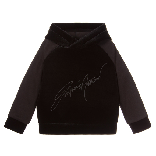 Emporio Armani- Velvet Neoprene Sweatshirt | Childrensalon Outlet