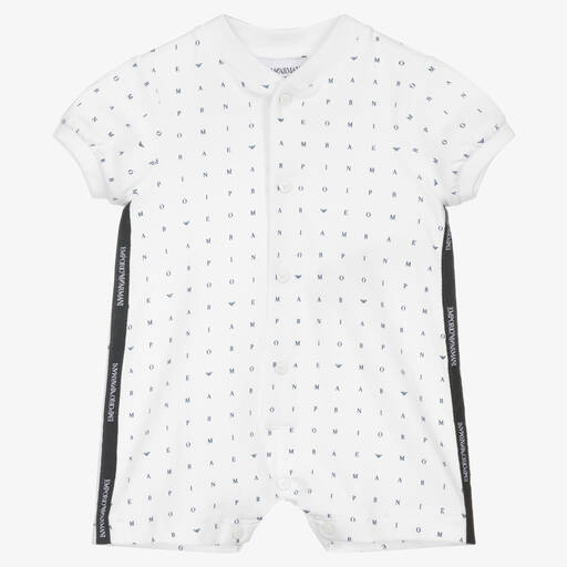 Emporio Armani-Белый хлопковый песочник | Childrensalon Outlet