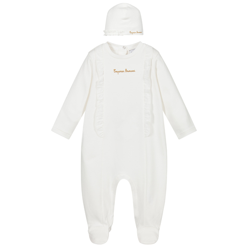 Emporio Armani-White & Gold Babygrow Gift Set | Childrensalon Outlet