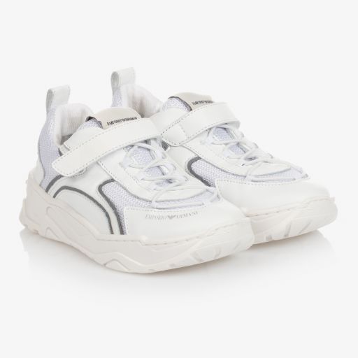 Emporio Armani-Белые кожаные кроссовки | Childrensalon Outlet