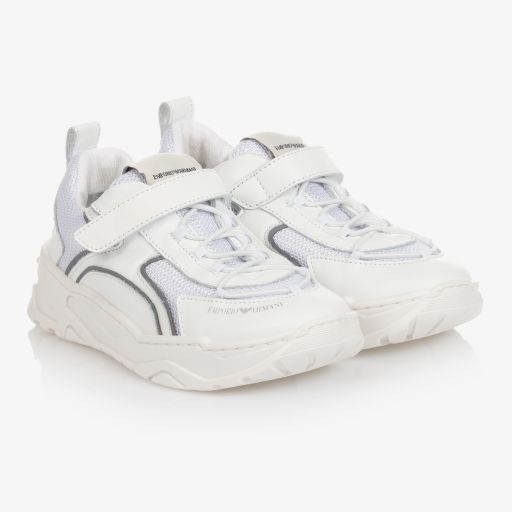 Emporio Armani-White Leather Trainers | Childrensalon Outlet