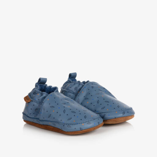 EN FANT-Blue Leather Slippers | Childrensalon Outlet