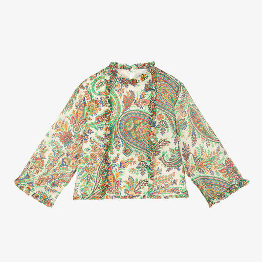 Etro-Girls Green Cotton Paisley Print Blouse | Childrensalon Outlet