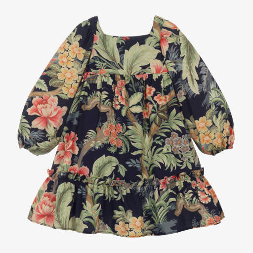 Etro-Girls Navy Floral Cotton Dress | Childrensalon Outlet