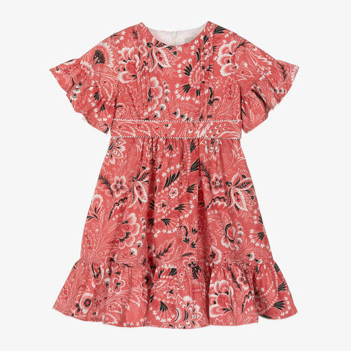 Etro-Girls Pink Floral Paisley Print Cotton Dress | Childrensalon Outlet