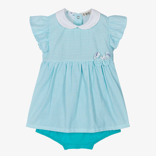 Everything Must Change-Baby Girls Blue & White Cotton Dress | Childrensalon Outlet