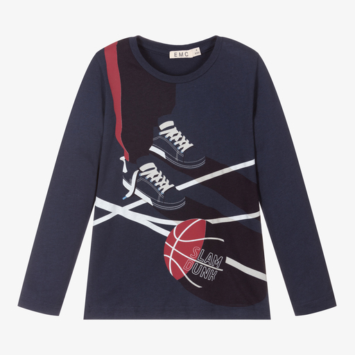 Everything Must Change-Синий хлопковый топ с баскетбольным мячом | Childrensalon Outlet