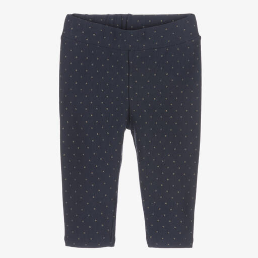 Everything Must Change-Blue & Gold Dot Baby Leggings | Childrensalon Outlet