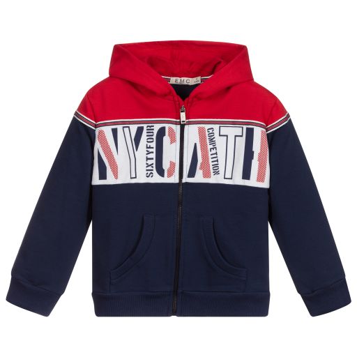 Everything Must Change-Blue & Red Cotton Zip-Up Top | Childrensalon Outlet