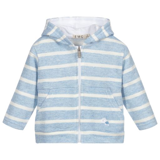 Everything Must Change-Blue Striped Hooded Zip-Up Top | Childrensalon Outlet
