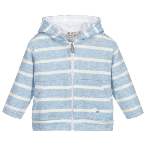 Everything Must Change-Blue Striped Hooded Zip-Up Top | Childrensalon Outlet