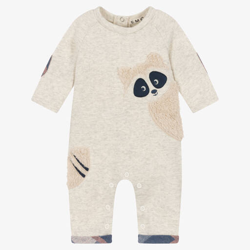 Everything Must Change-Boys Beige Marl Jersey Racoon Babysuit | Childrensalon Outlet