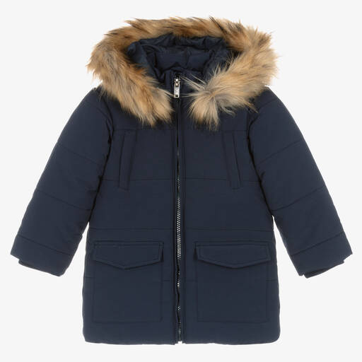 Everything Must Change-Boys Blue Hooded Puffer Coat | Childrensalon Outlet