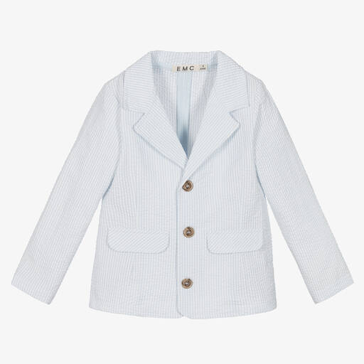 Everything Must Change-Blau gestreifter Seersucker-Blazer | Childrensalon Outlet