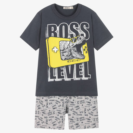 Everything Must Change-Boys Grey Cotton Short Pyjamas | Childrensalon Outlet