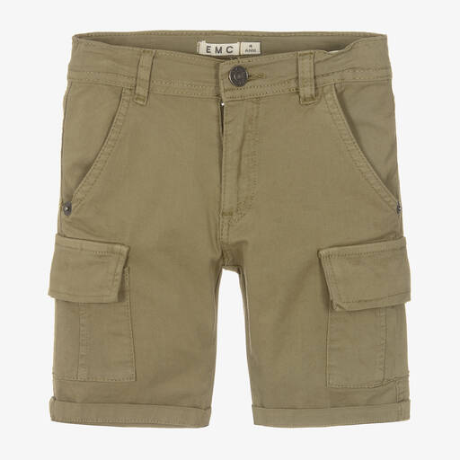 Everything Must Change-Boys Khaki Green Cotton Cargo Shorts | Childrensalon Outlet