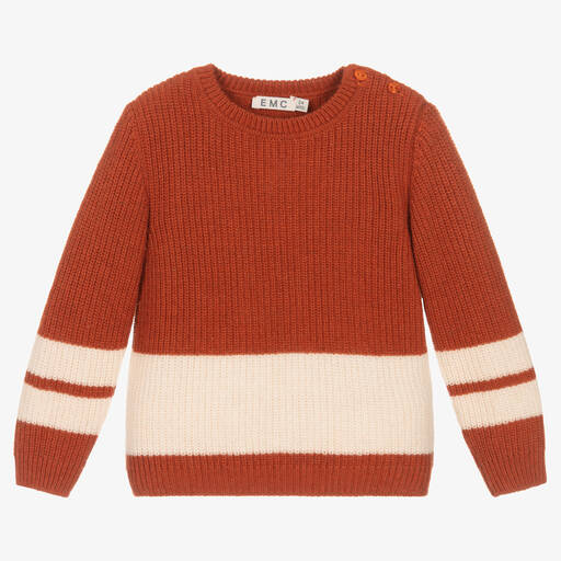 Everything Must Change-Boys Orange & Ivory Knitted Sweater | Childrensalon Outlet