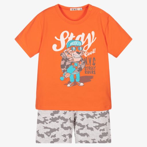 Everything Must Change-Boys Orange Short Pyjamas | Childrensalon Outlet
