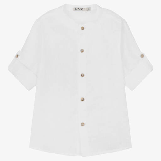 Everything Must Change-Boys White Collarless Linen Shirt | Childrensalon Outlet