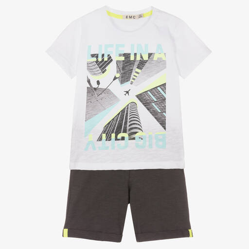 Everything Must Change-Ensemble short coton blanc et gris | Childrensalon Outlet