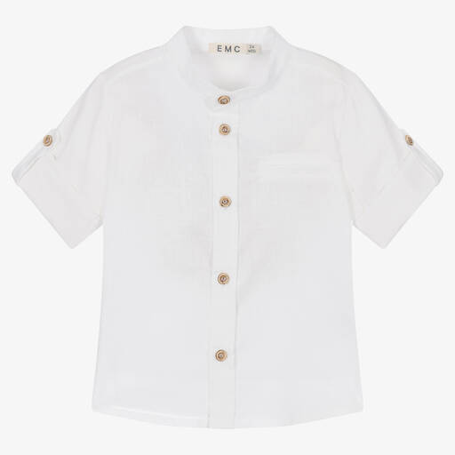 Everything Must Change-Boys White Linen & Cotton Shirt  | Childrensalon Outlet