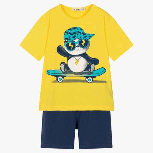 Everything Must Change-Boys Yellow & Blue Short Cotton Pyjamas | Childrensalon Outlet