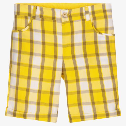Everything Must Change-Boys Yellow Check Shorts | Childrensalon Outlet