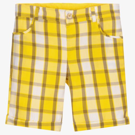 Everything Must Change-Gelbe, karierte Shorts für Jungen | Childrensalon Outlet