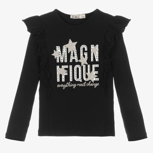 Everything Must Change-Girls Black Cotton Jersey Top | Childrensalon Outlet