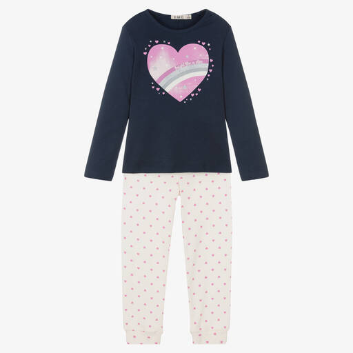 Everything Must Change-بيجاما قطن لون كحلي وعاجي للبنات | Childrensalon Outlet